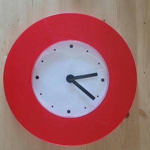 Vintage IKEA PS Collection 1999 - Red Wall Clock - Design by Marianne Hagberg & Knut Hagberg - Post-modern / Pop Art Style - Model Tajma
