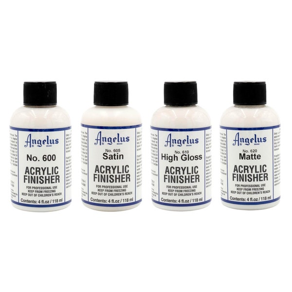 Angelus Finishers Satin/Matte/Gloss/High Gloss. 1oz/4oz. Sealing Custom Art Paint Work / Lock Colour. Perfect for Sneaker Customs Finishing