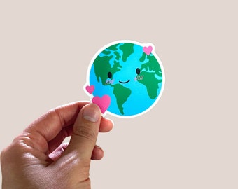 Earth And Hearts Sticker