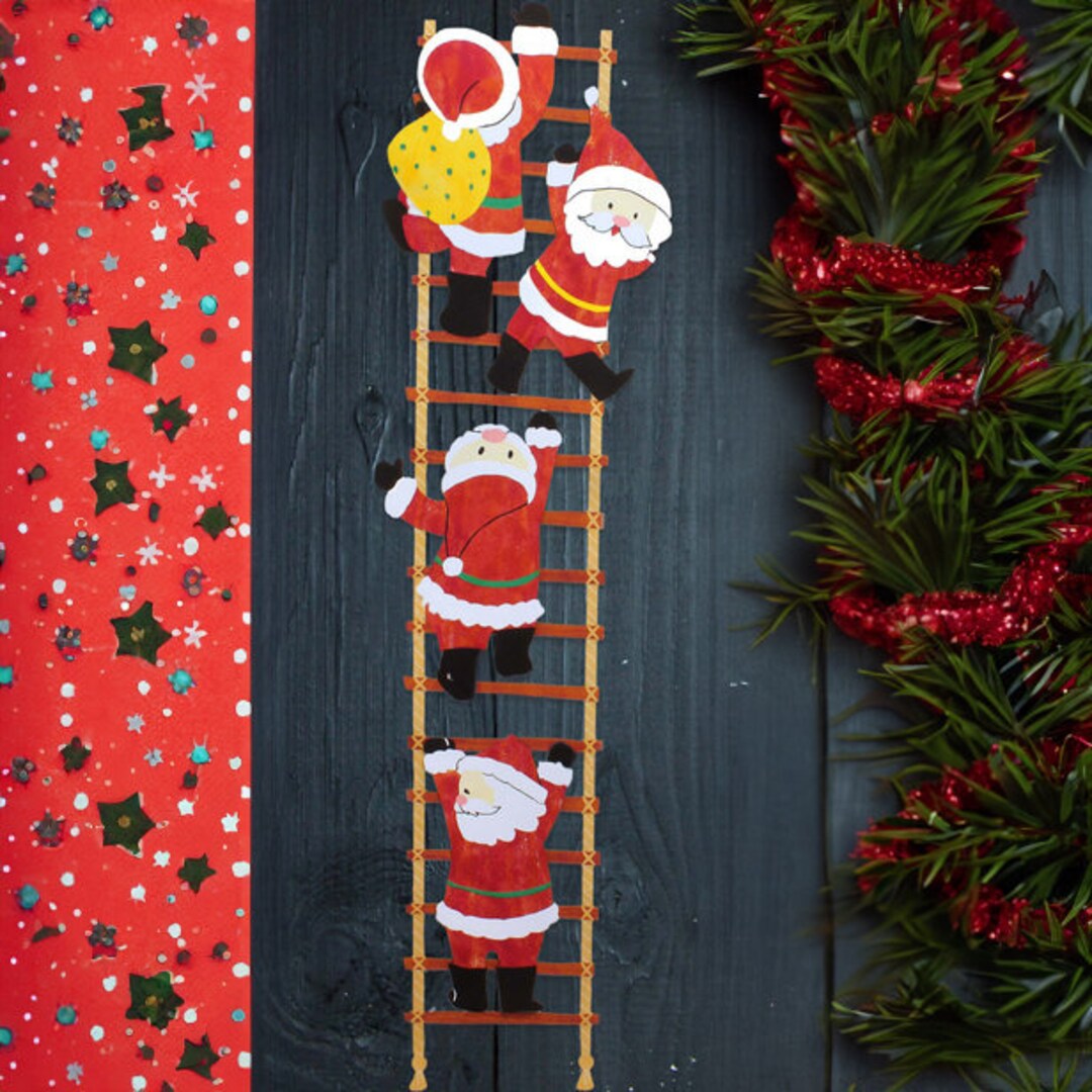Festive DIY: Santa Claus Climbing the Ladder Paper Craft - Etsy