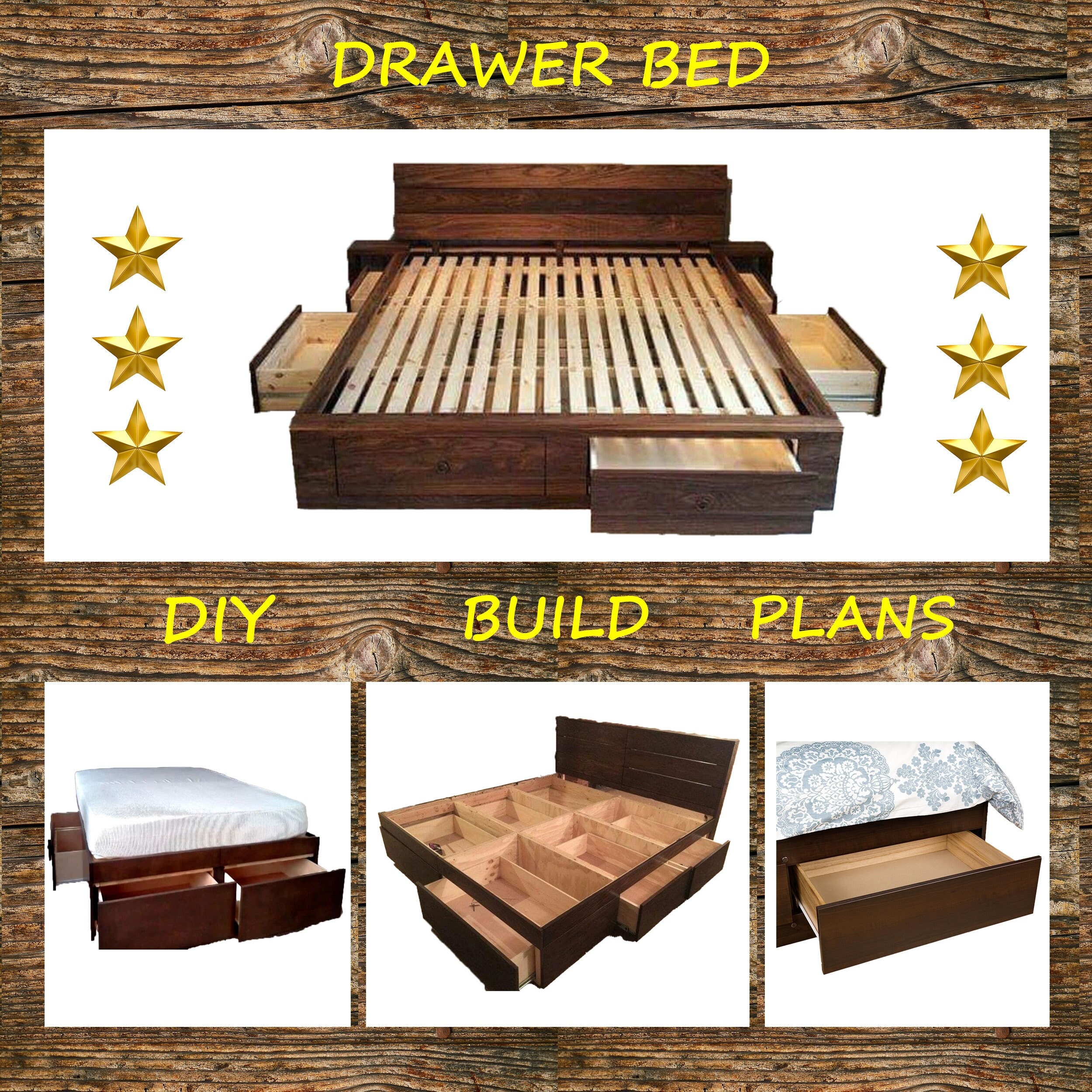 Queen wood storage bed -  Österreich