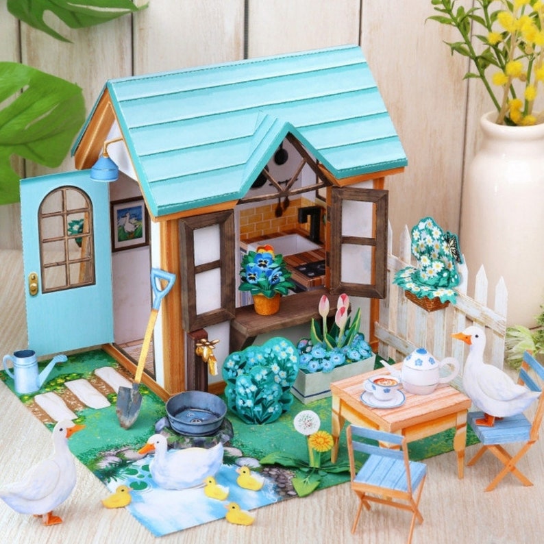 DIY Craft Miniature Papercraft Garden House Design Miniature Etsy