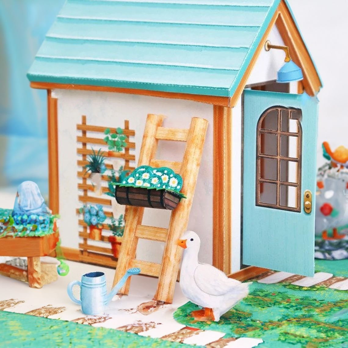 DIY Craft Miniature Papercraft Garden House Design Miniature Etsy