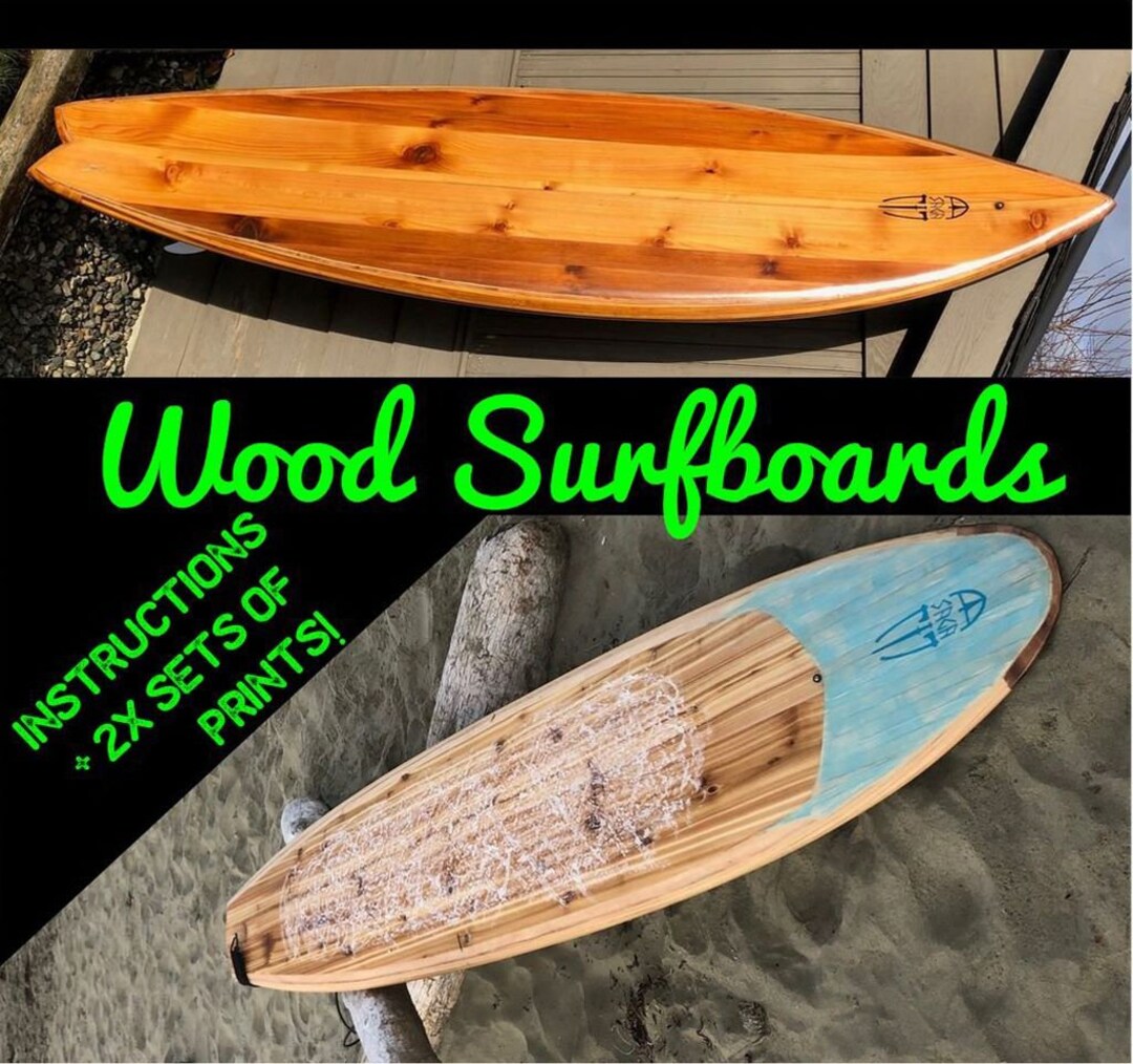 Wood Surfboard Plans Plywood &amp; Cedar DIY Craft Instant - Etsy