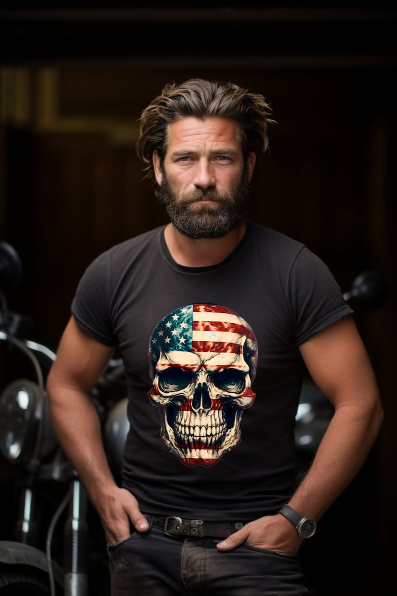 All American Mama Flag Skull T-Shirt – Patriotic Women's Tee For 4th Of July & Summer