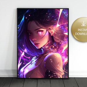 Dark Hair Anime Girl, Digital Print, Japanese Woman, Printable Ai Wall Art, Instant Download, Print On Demand, Small Business Use License