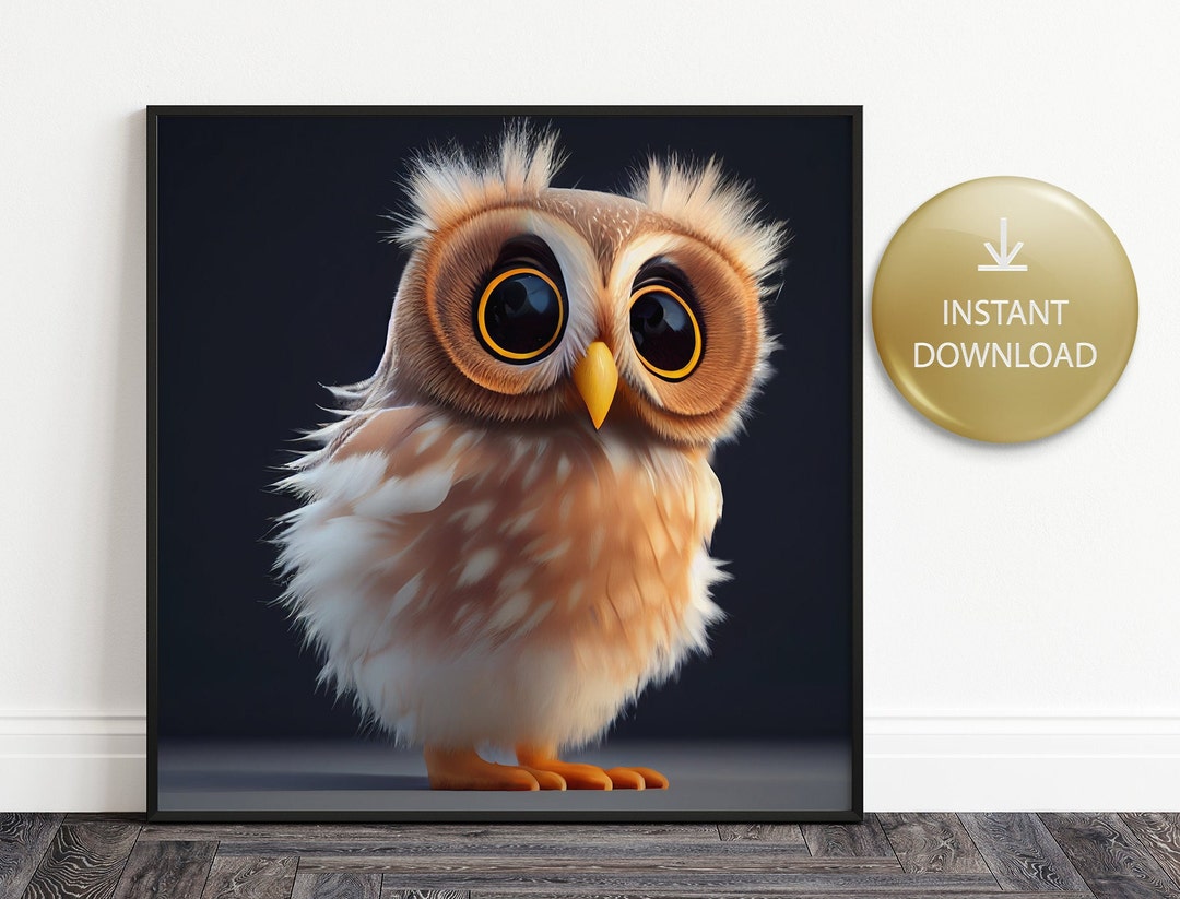 Cute Baby Owl Clipart, Printable Kids Room Picture, Ai Art, Home Decor ...