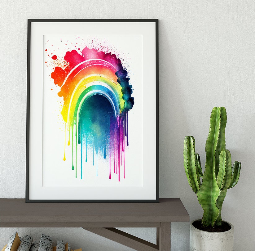 Rainbow Clipart, Printable Rainbow Poster, Ai Wall Art, Instant ...