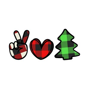 Peace, Love & Christmas PNG, Plaid Christmas PNG