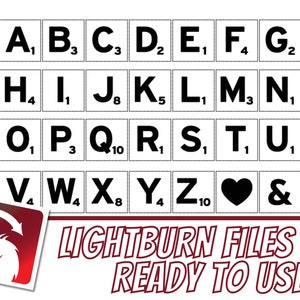 Scrabble Tiles LightBurn .lrbn2 Files Ready To Use Laser Engraving Cutting Images Small Business Hobby Craft Fair Xtool AtomStack k40