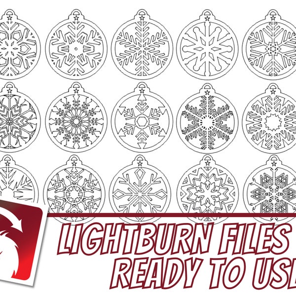Layered Snowflake Christmas Ornaments LightBurn Art File Ready for Laser Engraver or Laser Cutter Image Library XTool AtomStack K40