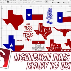Texas State Starter Pack with Sayings, Flags, and Outlines for LightBurn File Laser Engraver Cutter Image Art Library XTool M1 AtomStack K40