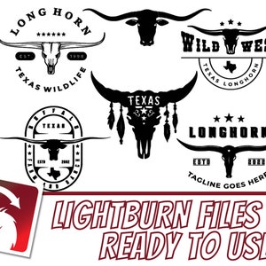 Texas Longhorn Image, Logo, and Decor Pack for LightBurn File Laser Engraver Cutter Image Art Library XTool M1 AtomStack K40