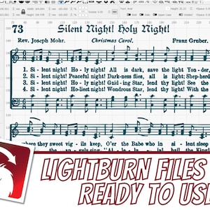 Cicha Noc Święta Noc Nuty Gospel Hymn Wektorowe dla LightBurn Plik Grawer laserowy Ploter Biblioteka obrazów XTool M1 AtomStack K40