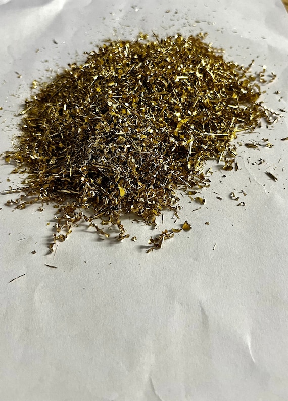 Recycled Brass Swarf Chips — Eco Brass Metal Shavings for Art, Crafts & Display