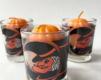 Vintage Halloween Glass Tea Light  | 80s/90s Halloween Witch Candle Holders