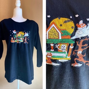 90’s Halloween Embroidered Shirt | Halloween Vintage Shirt | Size Medium