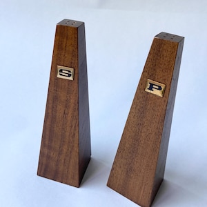 Midcentury Wood Tapered Salt and Pepper Shakers