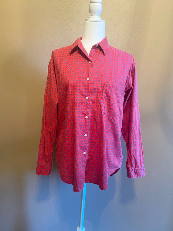 Vintage Gap Clothing Co. Red Button Up Blouse Shi… - image 2