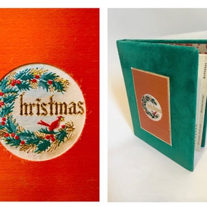 Vintage Velvet Christmas Address Book | 60s Vintage Christmas Card List Birthday Book