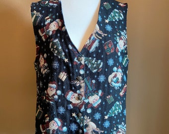 Vintage 90s Christmas Vest | Sweater Party Vest | Size M/L