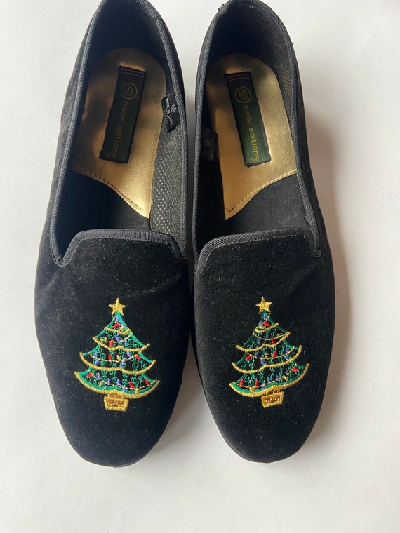 Vintage 90s Christmas Velvet Shoes | Size 10 - image 8