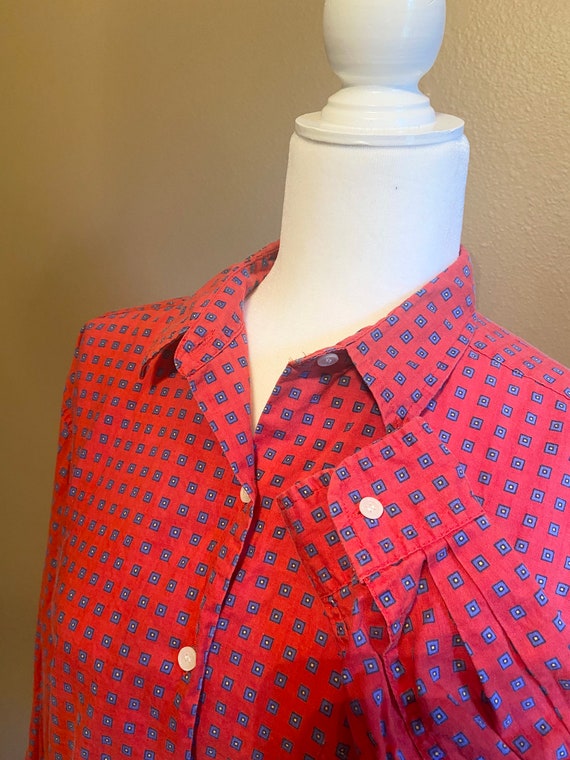 Vintage Gap Clothing Co. Red Button Up Blouse Shi… - image 4