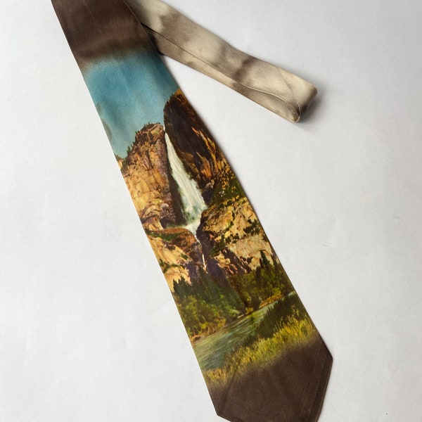 Vintage Silk Yosemite Falls Yosemite National Park Neck Tie