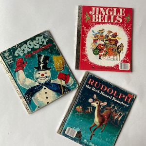 Lot of Vintage Little Golden Books Christmas Theme | Frosty The Snowman Rudolph The Red- Nosed Reindeer Jingle Bells Children’s Books