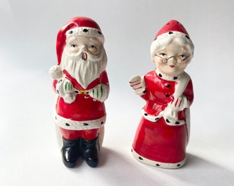 Mr. & Mrs. Santa Claus Salt And Pepper Shakers - Ceramic Christmas Kitchen Decor 1 thumbnail image