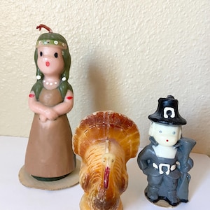 Gurley Thanksgiving Candles |  Vintage Pilgrim Décor Figure Candles