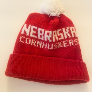 Vintage Nebraska Huskers Football Beanie | Cornhuskers Winter Stocking Hat