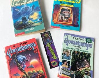 Goosebumps R.L. Stine Book Lot And Bookmark | 90’s Halloween Young Adult Thriller Books | Halloween Kids Vintage Books