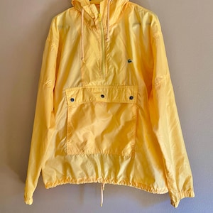 Vintage Lacoste Izod Yellow Rain Jacket Wind Breaker Pullover | 80’s Alligator Lacoste Jacket | Size Large