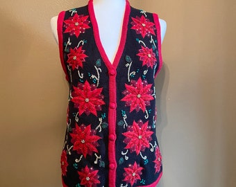 Vintage 90s Christmas Vest | Christmas  Sweater Party Vest | Size Small