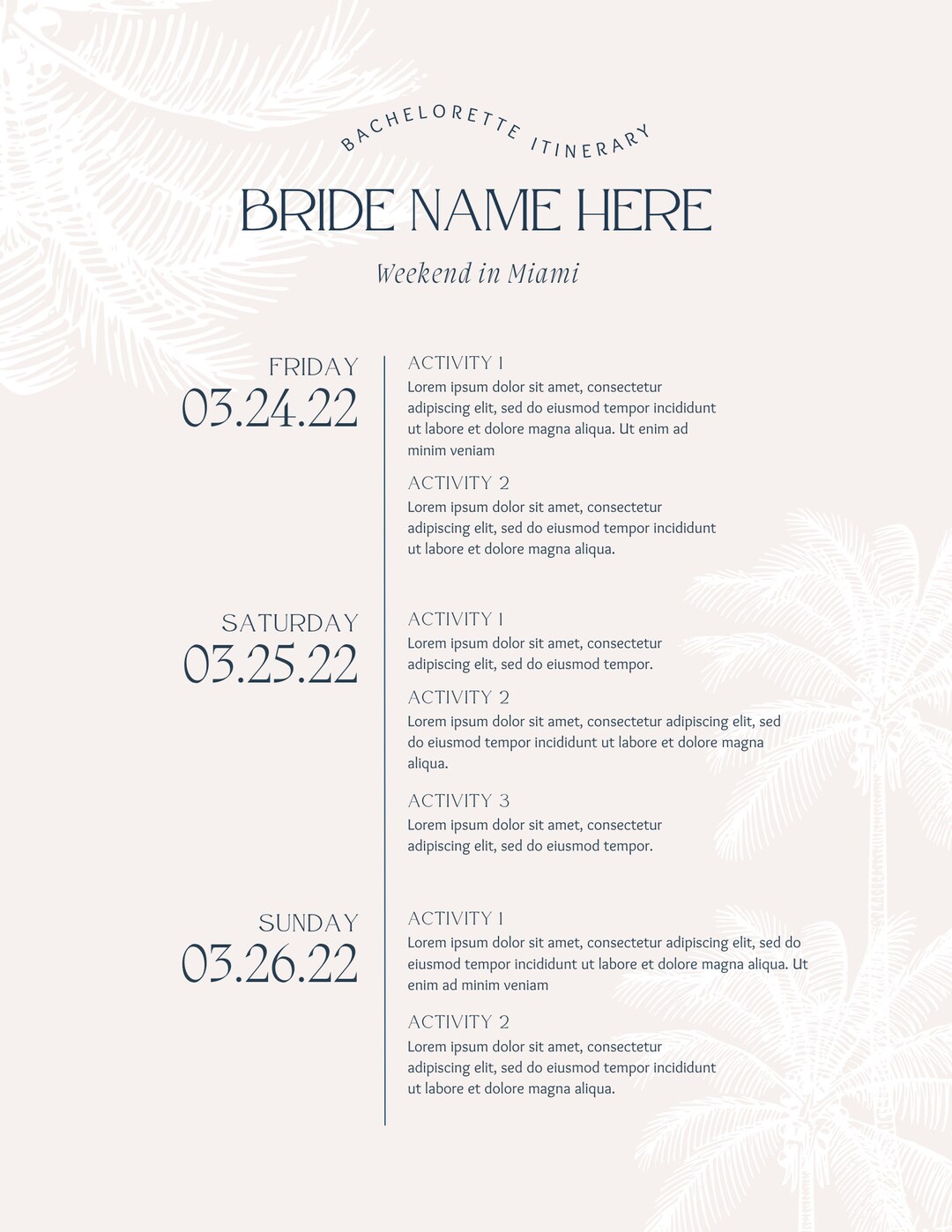 Personalized Bachelorette Itinerary - Etsy