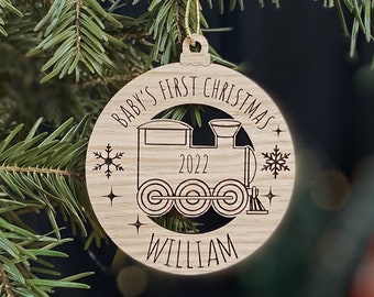 Baby first Christmas wooden bauble, personalized tree decoration, your own touch gift