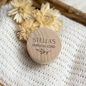 Personalized umbilical cord box, mini cassette with name, natural gift for new mother