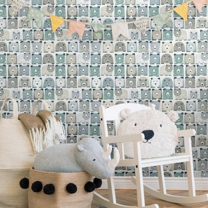 Bears Sidewall Premium Peel and Stick Wallpaper | Removable wallpaper | Renter Friendly | accent wall | Washable wallpaper | safe wallpaper