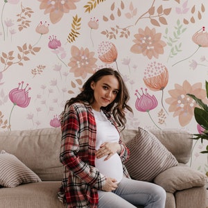 Floral wallpaper Mural Peel and Stick wallpaper,Removable wallpaper,Renter Friendly,safe for baby,accent wall,nursery room,accent wall