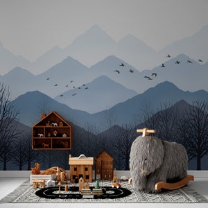 Blue Mountains wallpaper Mural Peel and Stick wallpaper,Removable wallpaper,Renter Friendly,safe for baby,accent wall,nursery room,