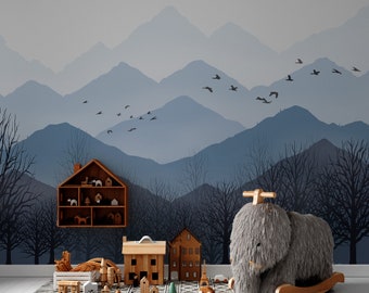 Fondo de pantalla de Blue Mountains Mural Peel and Stick wallpaper, papel tapiz extraíble, apto para inquilinos, seguro para el bebé, pared decorativa, cuarto de niños,