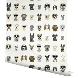 Cool Dogs Grey wallpaper Peel and Stick Removable wallpaper Renter Friendly accent wall Washable wallpaper Repositionable. image 4