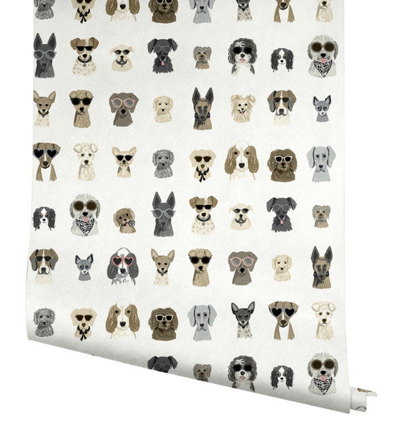 Cool Dogs Grey wallpaper Peel and Stick Removable wallpaper Renter Friendly accent wall Washable wallpaper Repositionable. image 4