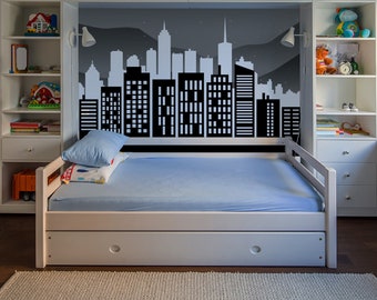City Gray wallpaper Mural Peel and Stick wallpaper,Removable wallpaper,Renter Friendly,safe for baby,accent wall,nursery room,