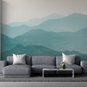 Watercolor Mountain wallpaper mural,Peel and Stick wallpaper,Removable wallpaper,Renter Friendly,safe for baby,accent wall,nursery room,