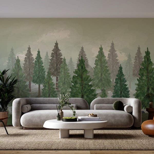 Forest Wallpaper Mural Peel and Stick wallpaper,Removable wallpaper,Renter Friendly,safe for baby,accent wall,nursery room,