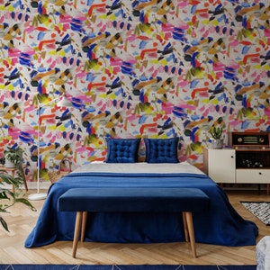 Brush Stroke Colorful wallpaper Mural Peel and Stick wallpaper,Removable wallpaper,Renter Friendly,safe for baby,accent wall,nursery room