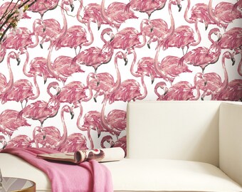 Flamingo Waverly Beach Peel and Stick Wallpaper | Washable wallpaper | Removable wallpaper | Renter Friendly | accent wall |