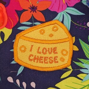 I Love Cheese Machine Embroidered Patch, Cheesy, Cheddar Cheese Wedge, Iron On, Sew On Patch for Clothes, Backpacks, Hats, Bags, Jackets